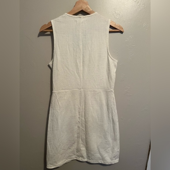 Madewell Crosshatch Side Tie Sleeveless Faux Wrap Dress Bright Ivory - Picture 15 of 15